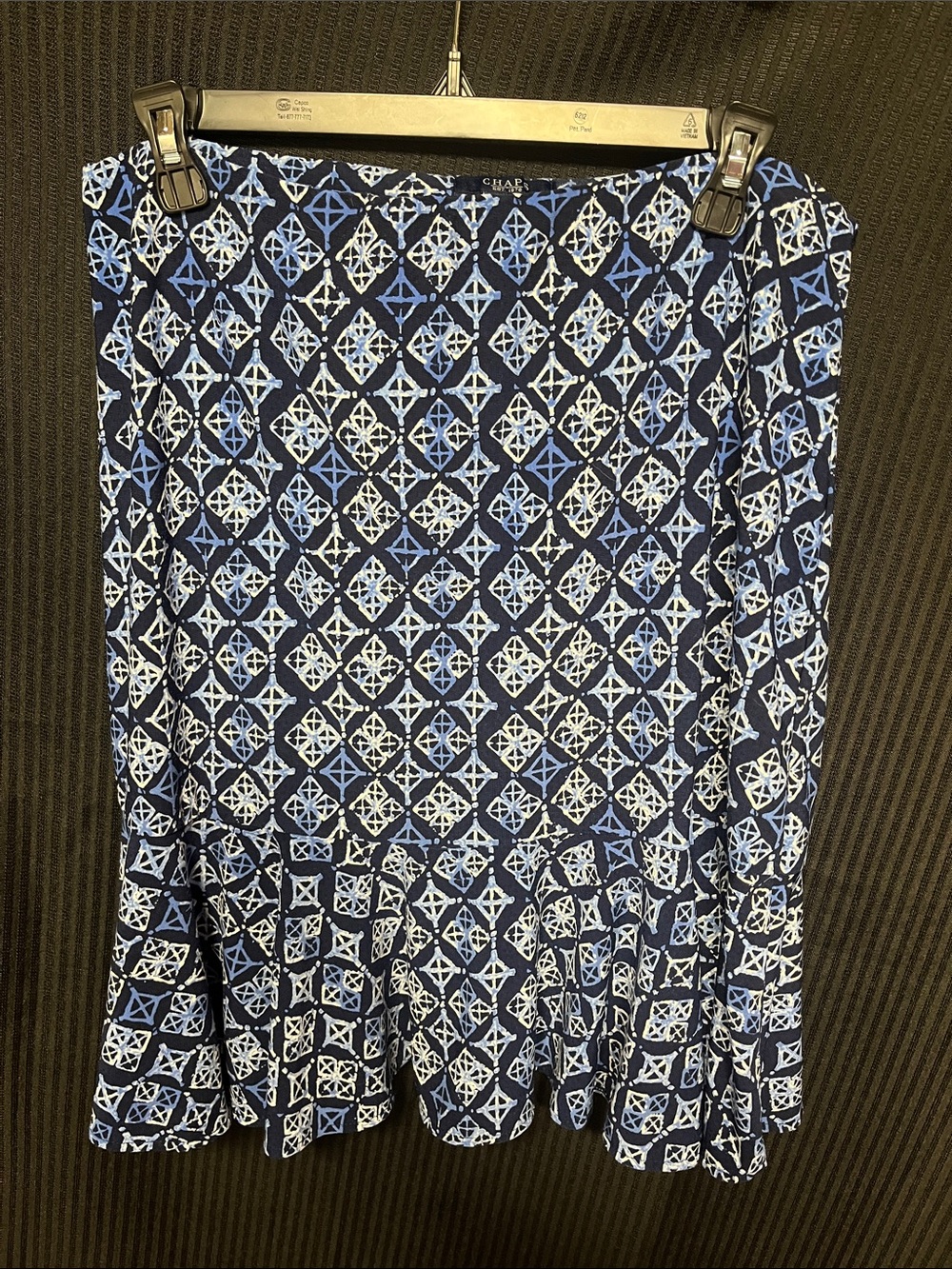 Chaps Navy, White & Light Blue Geometric Skirt